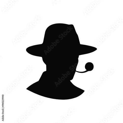 Hat man patch silhouette icon vector flat design.