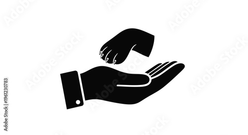Black Hand Giving Object Icon on White Background