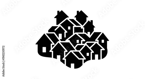 Cluster of Black House Icons Representing Real Estate Concept