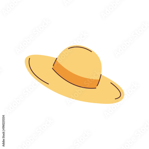 Hand drawn sun hat. Beach vacation concept.