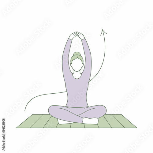 Woman practicing yoga seated pose with arms raised.