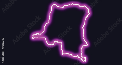 Neon outline of democratic republic of congo map purple