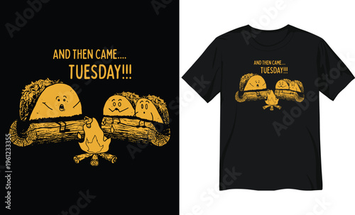 Funny Taco Tuesday Campfire Horror Story Illustration - Mexican Food Humor