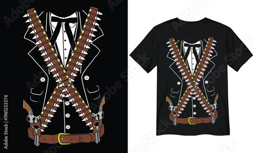 Western Outlaw Tuxedo with Bandoliers and Revolvers Graphic