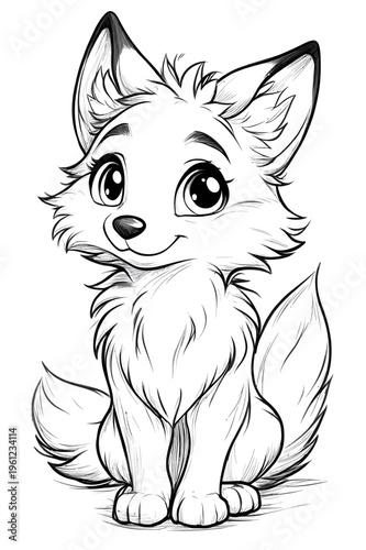Cute cartoon fox vector illustration with playful animal character design and soft fur details