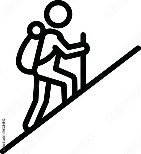 Stick figure skiing down a slope