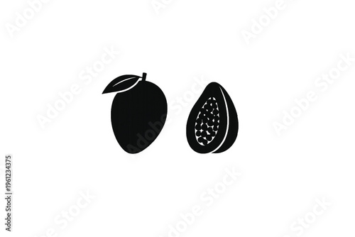 Simple vector illustration of apple and pear fruits in clean design