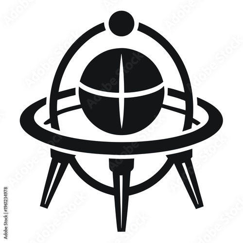 Futuristic Orbital Sphere Icon – Minimalist Vector Art