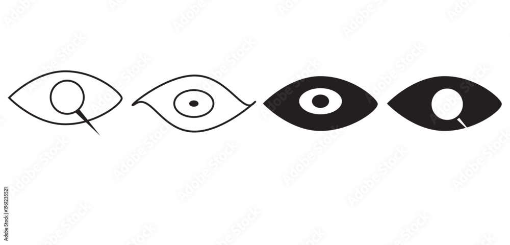 Obraz premium eye icon set with outline and solid styles, vision and view symbols minimal vector collection