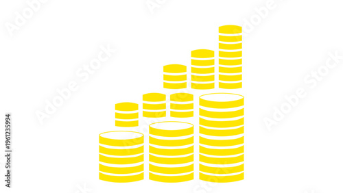 Golden Coin Stack Growth Icon Representing Wealth Accumulation Investment Strategy Financial Planning and Corporate Profit Expansion Concept