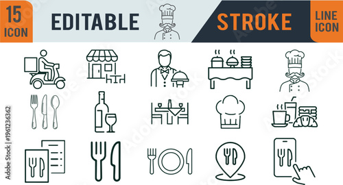 Editable stroke icons set for web and mobile applications