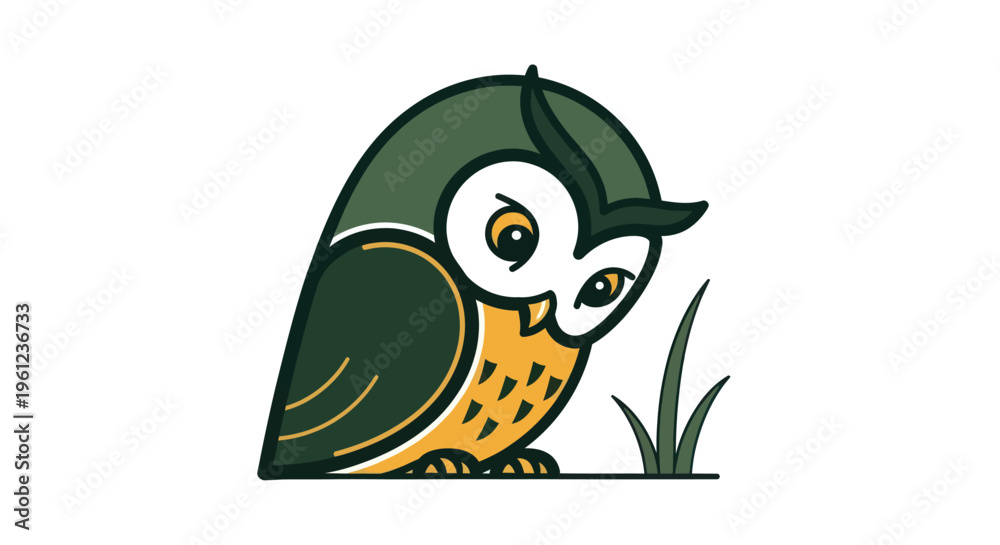 Obraz premium Stylized owl illustration on white background for educational or design use