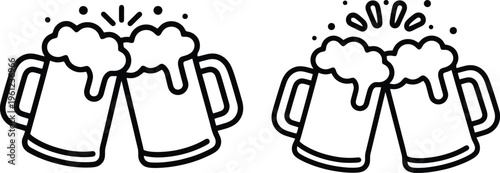 Cheers with two pairs of beer mugs