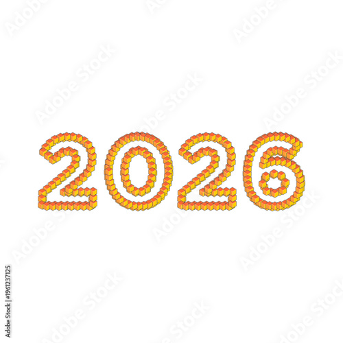 2026 Three-Dimensional Textured Number