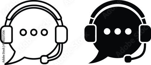Customer service chat heads with headsets for support and communication