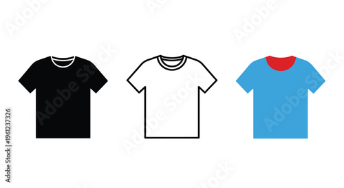 Three t shirts in varying colors including a dark outline silhouette