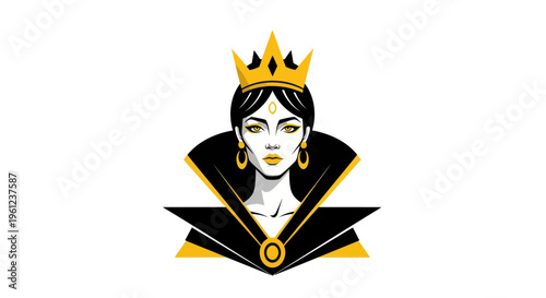Stylized queen illustration elegant crown jewelry isolated vector design