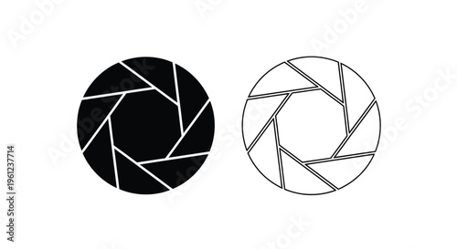 Two circular aperture designs one filled and one outlined silhouette