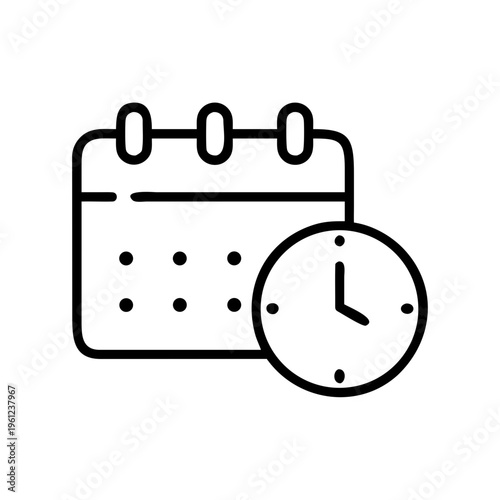 Calendar with clock icon representing time management and scheduling  