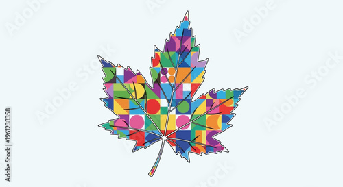 Foto Colorful Mosaic Maple Leaf Design Element.