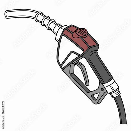 Gas pump nozzle handle with red top and black cord