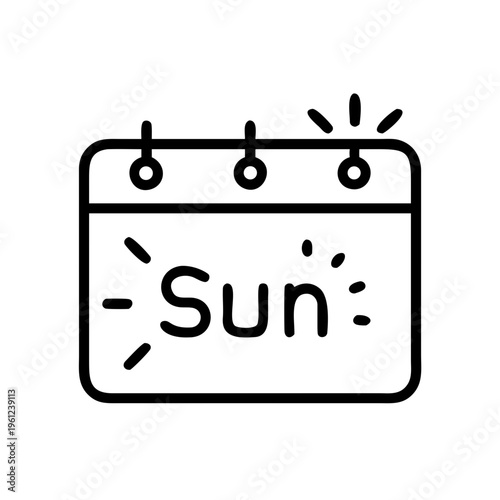 Calendar icon marking sunny day with sun illustration  