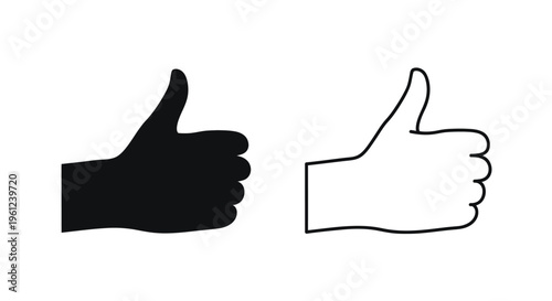 Two hands giving a thumbs up one solid and one outlined silhouette