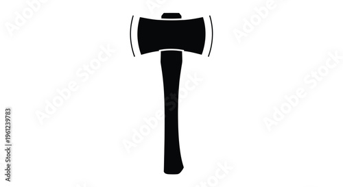 Black axe illustration against a white background a stark silhouette