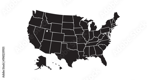 Map of united states of america with state borders