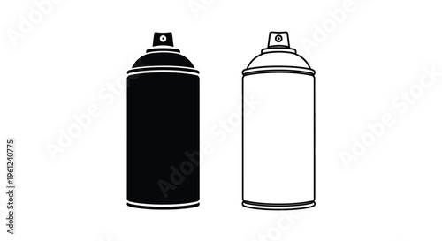 Two spray paint cans depicted in contrasting black and white silhouette