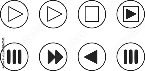 Black player control on white background controls buttons 1 pause