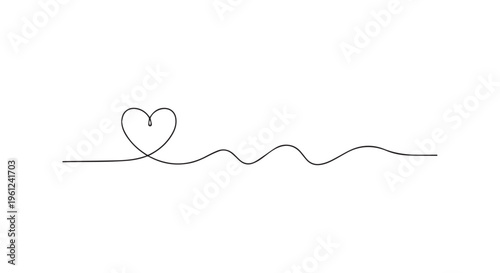 Canvas Print A simple line drawing of a heart above a wavy line on a white background