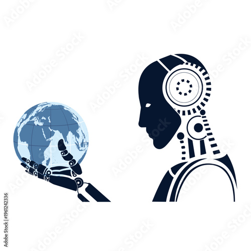 Planet in the hands of a machine