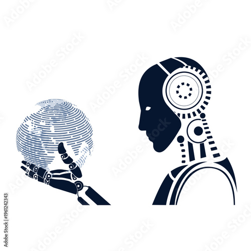 Planet in the hands of a machine