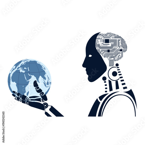 Planet in the hands of a machine