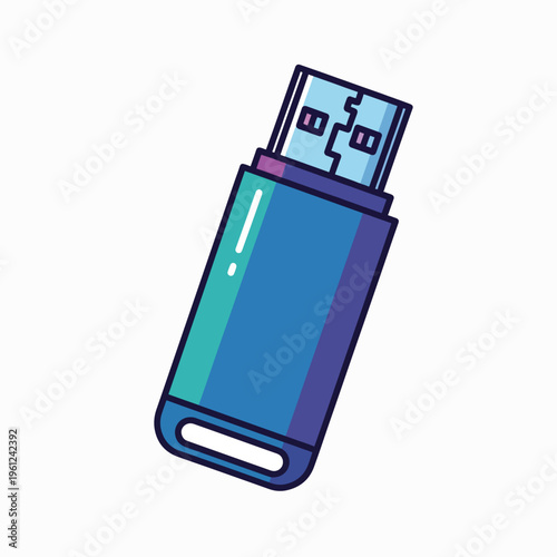 Blue USB Flash Drive Device.