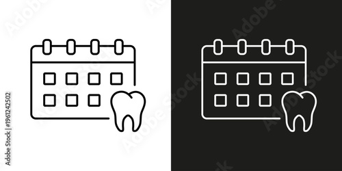 Dentist appointment calendar - vector editable stroke icon.