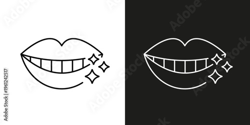 Dentistry, shining smile - vector editable line icon.
