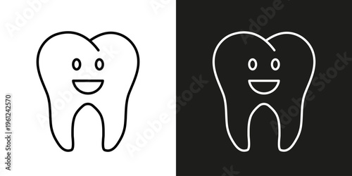 Smiling Tooth - dentistry vector editable stroke icon.
