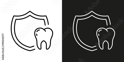 Tooth and shield - dental health vector editable icon.