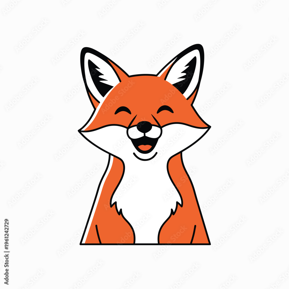Obraz premium Smiling cartoon fox face closeup.