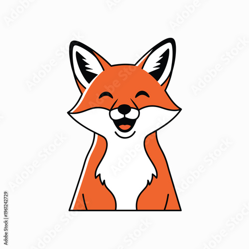 Smiling cartoon fox face closeup.