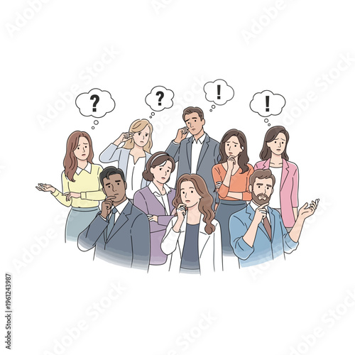 Group of people expressing confusion and surprise in a meeting scenario