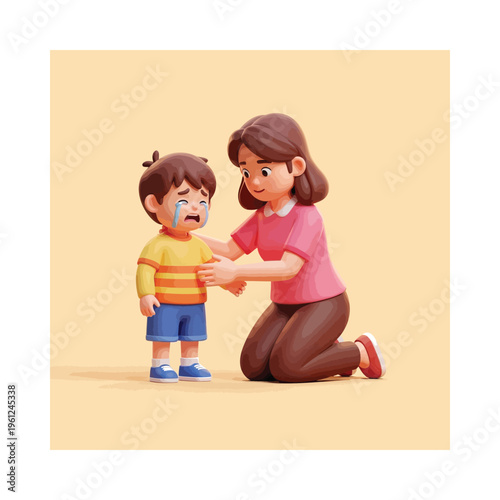 A comforting moment between a child and an adult during an emotional upset