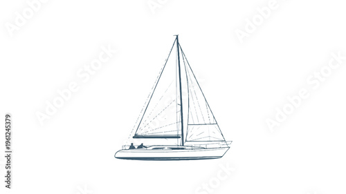 Sailboat sailing on water with single mast and triangular sail