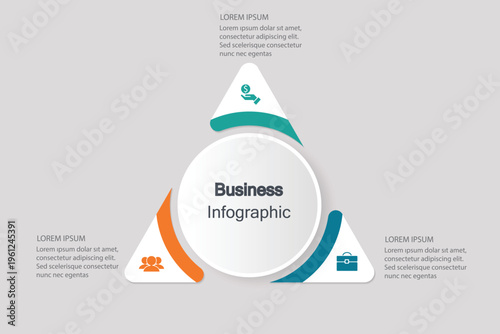 Business infographic template with triangular sections