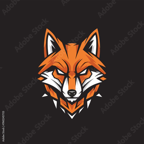Intense and stylized fox head logo design.