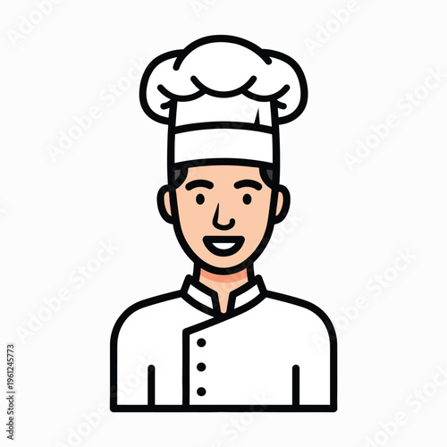 Smiling chef in white uniform hat 1.