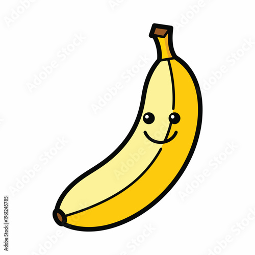 Smiling Cartoon Yellow Banana Fruit 2.