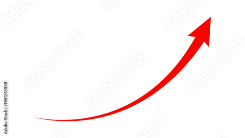 Curved red graph arrow moving up concept of stock market business growth, financial profit, economic growth, business grow up trend. Business growth upward arrow sign. Vector illustration.